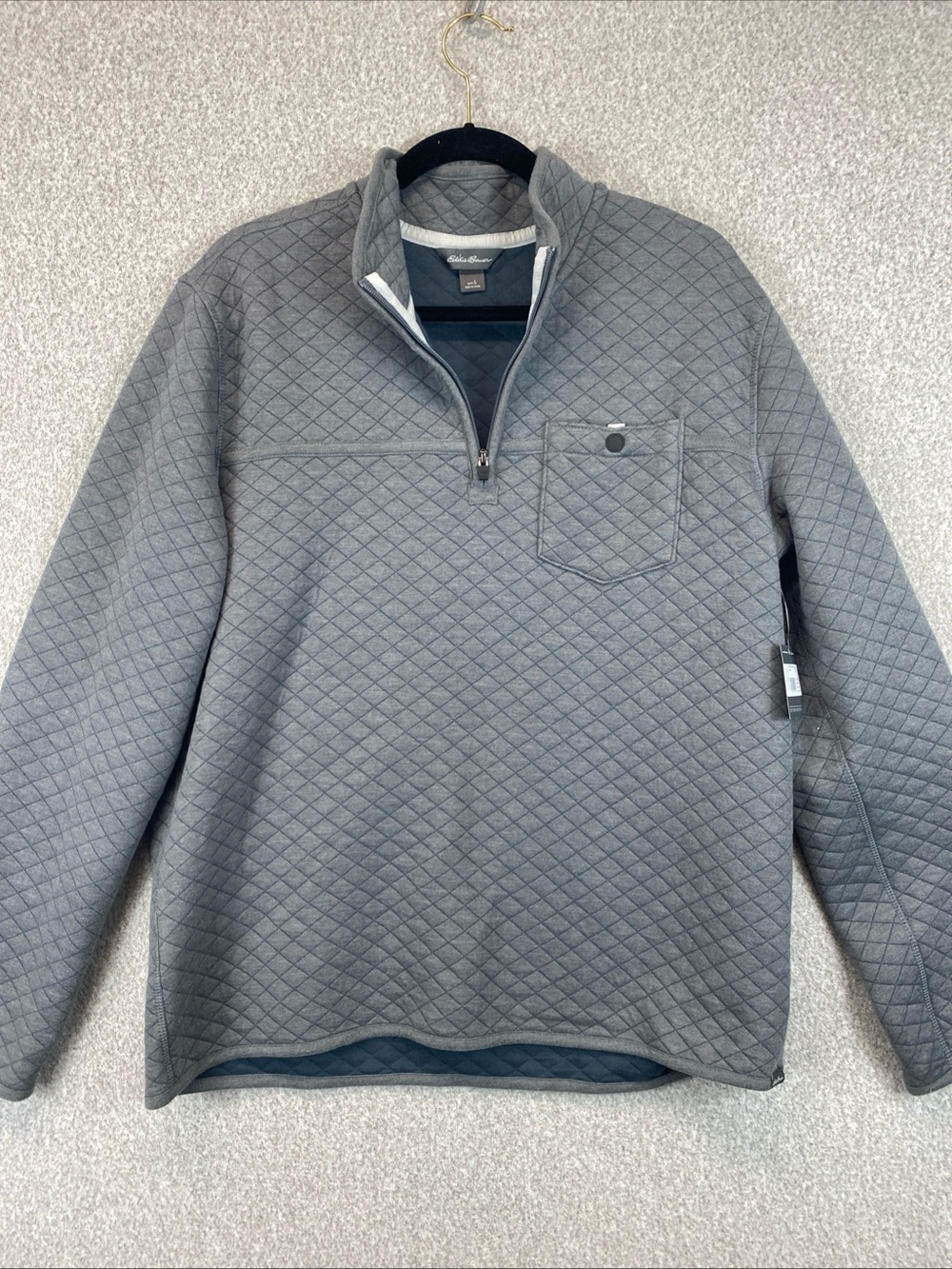 Eddie Bauer Fortify Quilted Jacket Mens L 1/4 Zip Insulated Gray Pockets